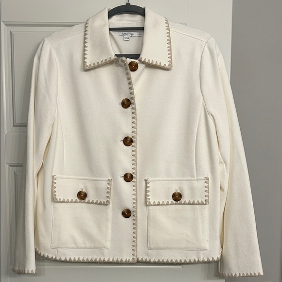 Chico's Knit Shacket Ecru - Picture 2 of 6